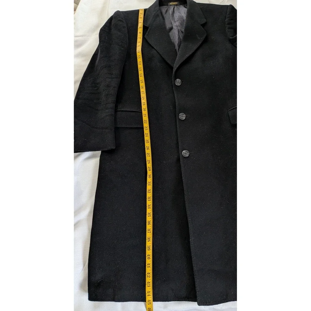 VTG Silver Cloud Italian Wool Cashmere Blend Overcoat 40R Black Classic Luxury